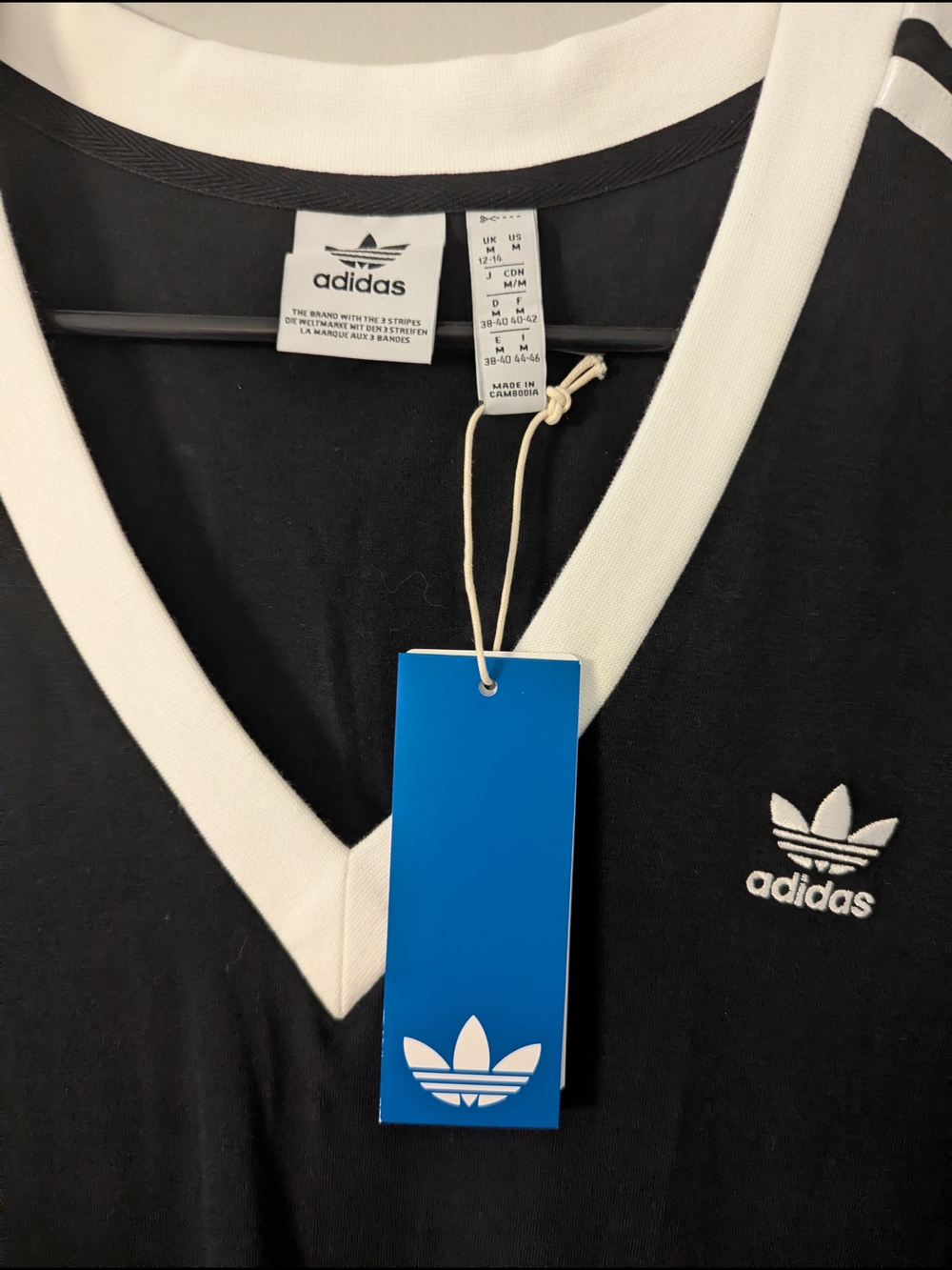 adidas Black V-Neck Maxi Dress with White Trim and Logo - Picture 2 of 5